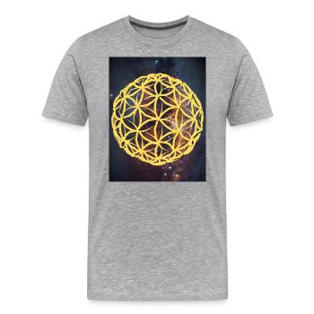 Lebensblume Kugel Universum - Männer Premium Bio T-Shirt - Grau meliert - Vorne - Damien (186cm)