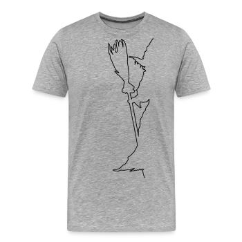 Sorcière avec un balai | Trait de sorcière - T-shirt bio Premium Homme - gris chiné - Devant - Damien (186cm)