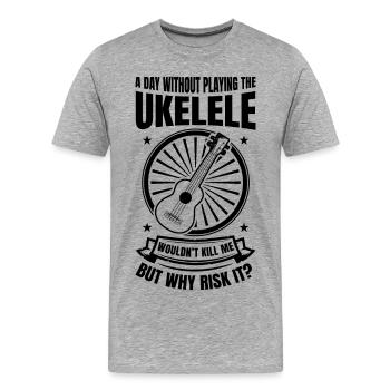 Ukulele Lehrer Scherz - Männer Premium Bio T-Shirt - Grau meliert - Vorne - Damien (186cm)