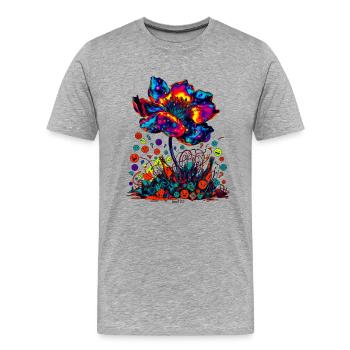 Réinitialisation Cosmique Bloom 2.0 - T-shirt bio Premium Homme - gris chiné - Devant - Damien (186cm)