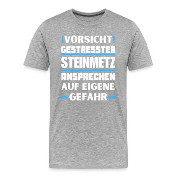 Gestresster Steinmetz nicht ansprechen! - Männer Premium Bio T-Shirt - Grau meliert - Vorne - Damien (186cm)