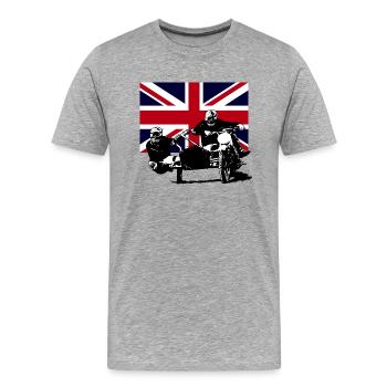 Motocross Sidecar - Union Jack - Männer Premium Bio T-Shirt - Grau meliert - Vorne - Damien (186cm)