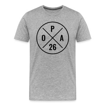 Opa 2026 - Baby Ankündigung - Nachwuchs - Opa 26 - Männer Premium Bio T-Shirt - Grau meliert - Vorne - Damien (186cm)