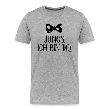 Jungs ich bin da Geburt Baby - Männer Premium Bio T-Shirt - Grau meliert - Vorne - Damien (186cm)