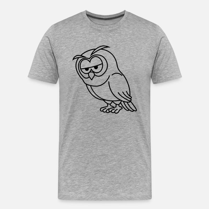 Eule Comic - Männer Premium Bio T-Shirt - Grau meliert
