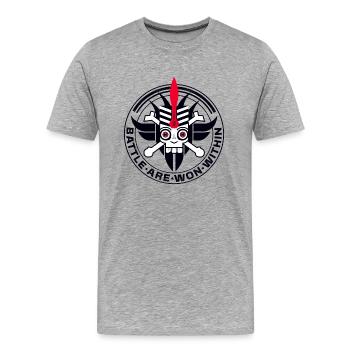Die Schlacht ist im Inneren gewonnen - Männer Premium Bio T-Shirt - Grau meliert - Vorne - Damien (186cm)