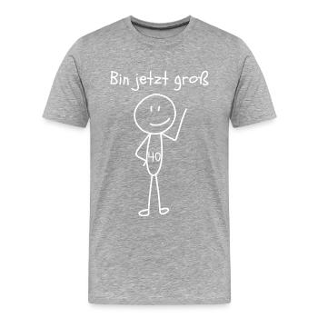Bin jetzt groß - Geschenk zum 40. Geburtstag - Männer Premium Bio T-Shirt - Grau meliert - Vorne - Damien (186cm)
