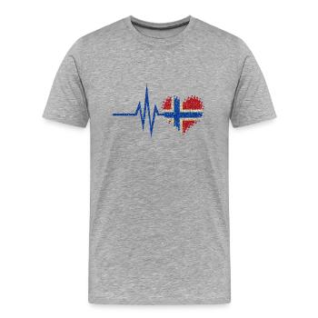 Mon cœur bat pour la Norvège - Coeur Glitter - T-shirt bio Premium Homme - gris chiné - Devant - Damien (186cm)