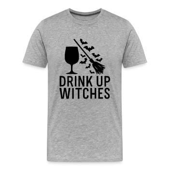 Halloween Witches' Broom Toast Drink Up Witches - Men's Premium Organic T-Shirt - heather grey - Front - Damien (186cm)