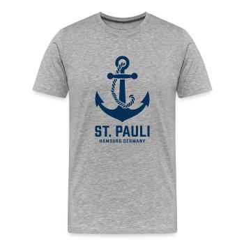St. Pauli Hamburg Anker Reeperbahn - T-shirt bio Premium Homme - gris chiné - Devant - Damien (186cm)