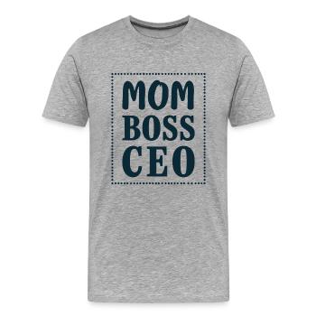 Mom CEO Mental de maman fort - T-shirt bio Premium Homme - gris chiné - Devant - Damien (186cm)