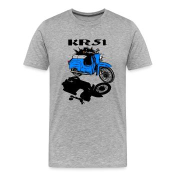 Simson Schwalbe Moped - Männer Premium Bio T-Shirt - Grau meliert - Vorne - Damien (186cm)
