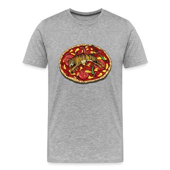 TIGER PIZZA - Männer Premium Bio T-Shirt - Grau meliert - Vorne - Damien (186cm)
