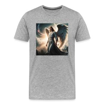 Schutzengel - Männer Premium Bio T-Shirt - Grau meliert - Vorne - Damien (186cm)