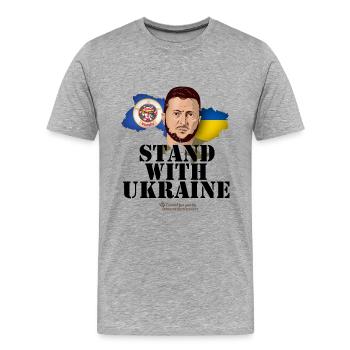 Minnesota Ukraine Friendship Design - T-shirt bio Premium Homme - gris chiné - Devant - Damien (186cm)