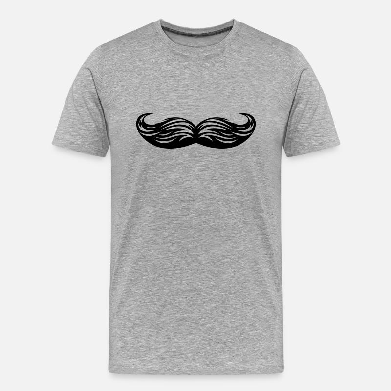Moustache - Oberlippenbart - Männer Premium Bio T-Shirt - Grau meliert