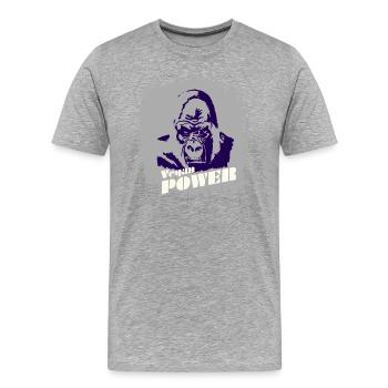 vegan power gorilla dark - Männer Premium Bio T-Shirt - Grau meliert - Vorne - Damien (186cm)