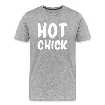 Hot Chick - Männer Premium Bio T-Shirt - Grau meliert - Vorne - Damien (186cm)