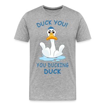 Canard Toi, toi canard canard - T-shirt bio Premium Homme - gris chiné - Devant - Damien (186cm)
