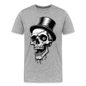 Zylinder Schaedel - Männer Premium Bio T-Shirt - Grau meliert - Vorne - Damien (186cm)
