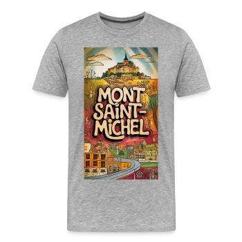 Mont Saint-Michel Horizon Psychédélique France Ville - T-shirt bio Premium Homme - gris chiné - Devant - Damien (186cm)
