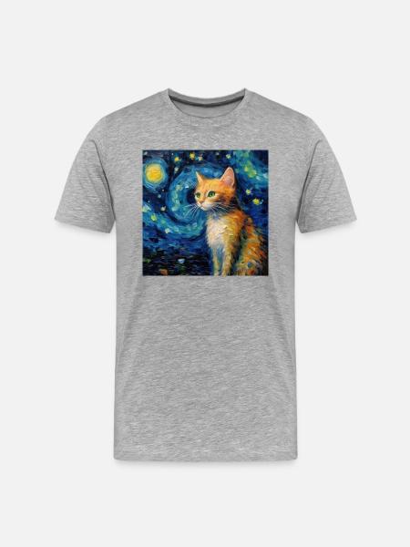 Katze, katzenmotiv - Männer Premium Bio T-Shirt - Grau meliert