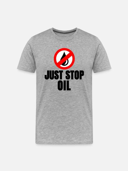 Just Stop Oil - Männer Premium Bio T-Shirt - Grau meliert