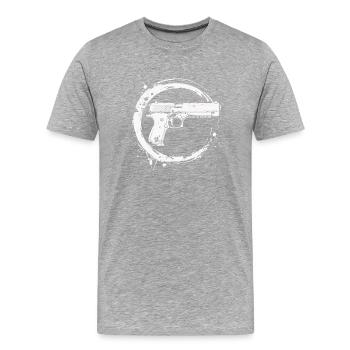 Pistole 9mm 45acp w - Männer Premium Bio T-Shirt - Grau meliert - Vorne - Damien (186cm)