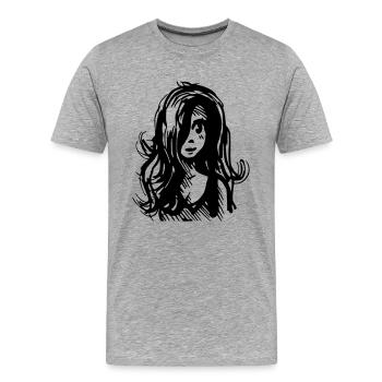 Girl ink design - Men's Premium Organic T-Shirt - heather grey - Front - Damien (186cm)