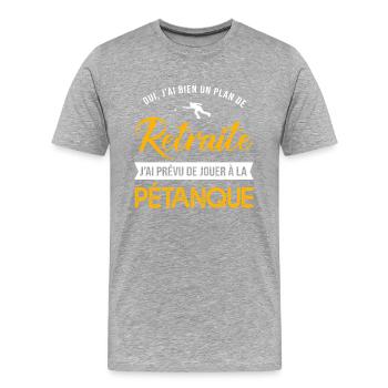 pétanque retraité cadeau homme retraite pétanque - T-shirt bio Premium Homme - gris chiné - Devant - Damien (186cm)