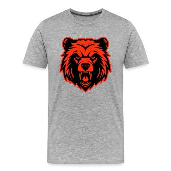Bär Kopf - Männer Premium Bio T-Shirt - Grau meliert - Vorne - Damien (186cm)