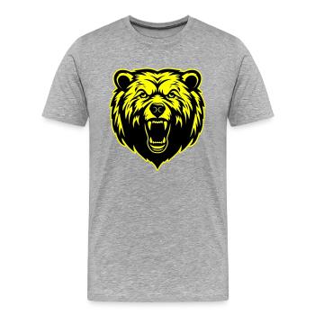 Grizzly Bär Kopf - Männer Premium Bio T-Shirt - Grau meliert - Vorne - Damien (186cm)
