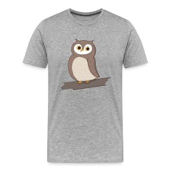 Owl Bird - Men's Premium Organic T-Shirt - heather grey - Front - Damien (186cm)