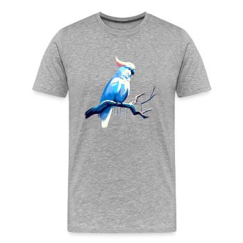 Cacatoès sur une branche - T-shirt bio Premium Homme - gris chiné - Devant - Damien (186cm)