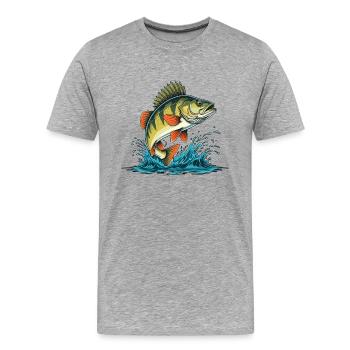 Perche Pêche aux carnassiers - T-shirt bio Premium Homme - gris chiné - Devant - Damien (186cm)