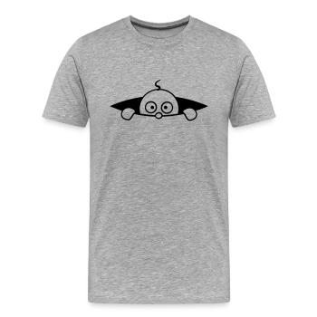 Lit de bébé sur le ventre - T-shirt bio Premium Homme - gris chiné - Devant - Damien (186cm)