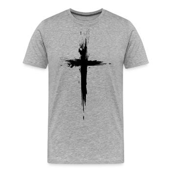 Kreuz Christentum Jesus Kirche Religion Bibel Neu - Men's Premium Organic T-Shirt - heather grey - Front - Damien (186cm)