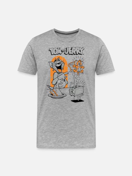 Tom Und Jerry Mäusetoast - Männer Premium Bio T-Shirt - Grau meliert