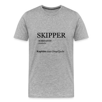 Skipper, Kapitäin - Männer Premium Bio T-Shirt - Grau meliert - Vorne - Damien (186cm)