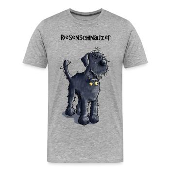 Süßer Riesenschnauzer - Männer Premium Bio T-Shirt - Grau meliert - Vorne - Damien (186cm)