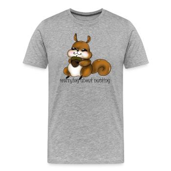 Kuscheliges Eichhörnchen mit Nuss - Männer Premium Bio T-Shirt - Grau meliert - Vorne - Damien (186cm)