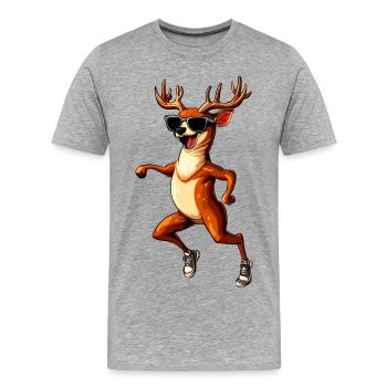 Lachender Hirsch - Männer Premium Bio T-Shirt - Grau meliert - Vorne - Damien (186cm)