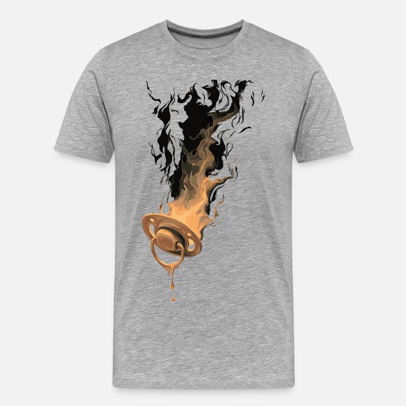 Brennender Schnuller - Männer Premium Bio T-Shirt - Grau meliert