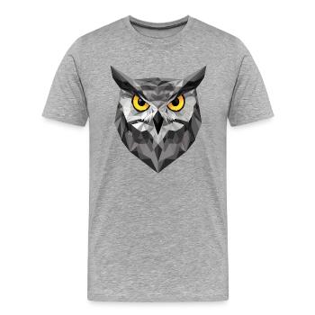 Low Poly Eule – modernes Design für Schlaue - Männer Premium Bio T-Shirt - Grau meliert - Vorne - Damien (186cm)