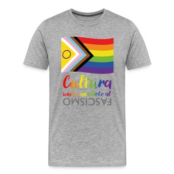 La culture comme antidote au fascisme - T-shirt bio Premium Homme - gris chiné - Devant - Damien (186cm)