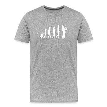 Saxophon Saxophonist Evolution - Männer Premium Bio T-Shirt - Grau meliert - Vorne - Damien (186cm)
