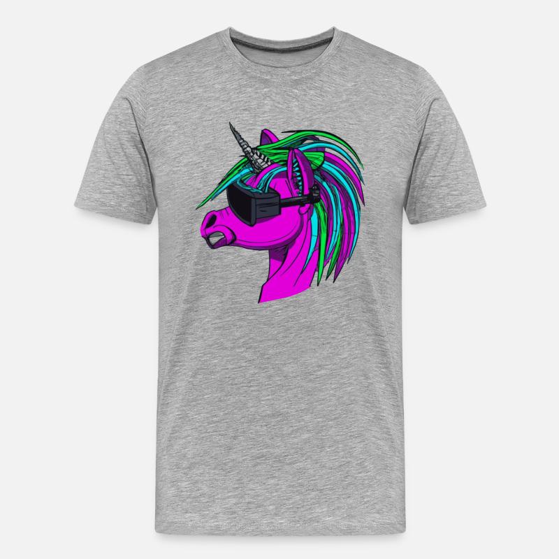 Punk Rock Einhorn - Männer Premium Bio T-Shirt - Grau meliert