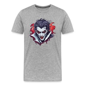 Vampire / Dracula / Suceur de sang / Halloween / Mythe - T-shirt bio Premium Homme - gris chiné - Devant - Damien (186cm)