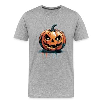 Citrouilles-lanternes d’Halloween - T-shirt bio Premium Homme - gris chiné - Devant - Damien (186cm)