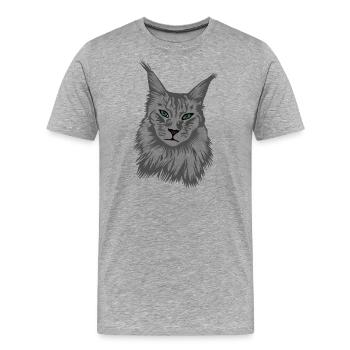 Maine Coon Cat - Men's Premium Organic T-Shirt - heather grey - Front - Damien (186cm)